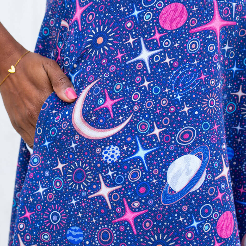 Adult "Stardust" Sparkling Space Sleeveless Dress with Pockets