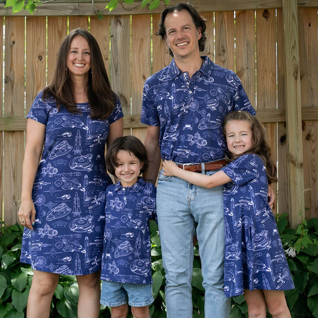 Adult Starship Blueprints Short Sleeve Polo Shirt