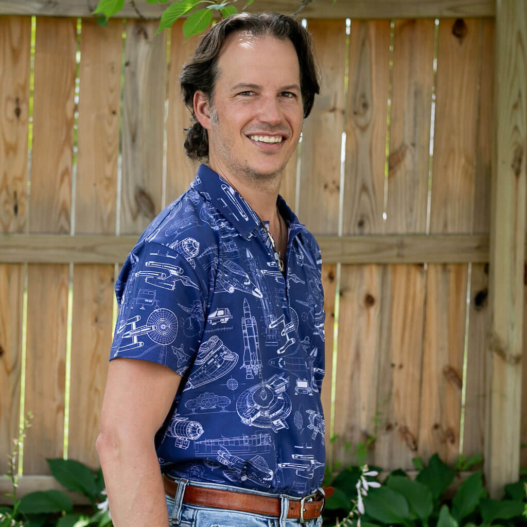 Adult Starship Blueprints Short Sleeve Polo Shirt