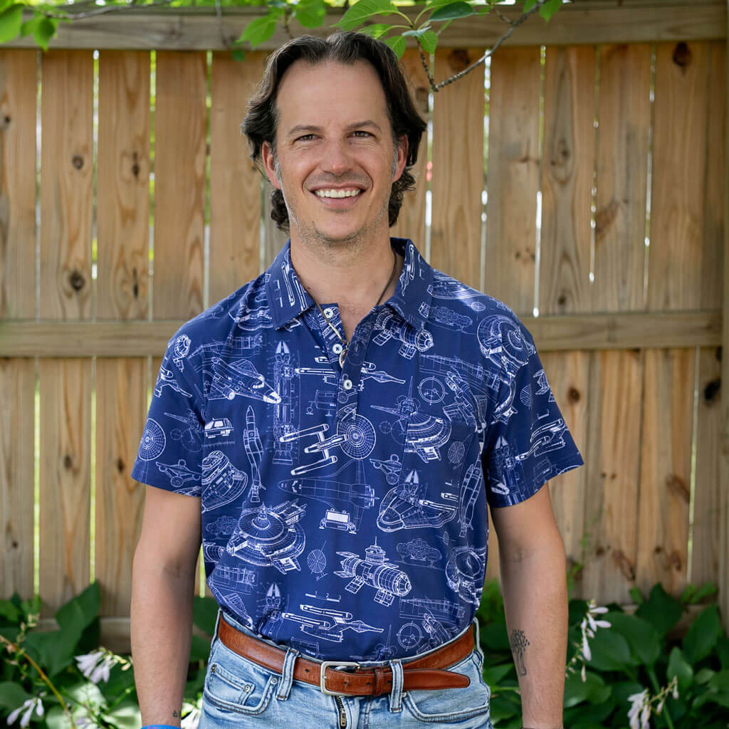 Adult Starship Blueprints Short Sleeve Polo Shirt