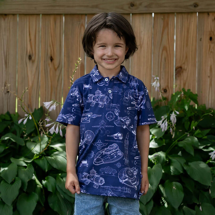 Starship Blueprints Short Sleeve Polo Shirt