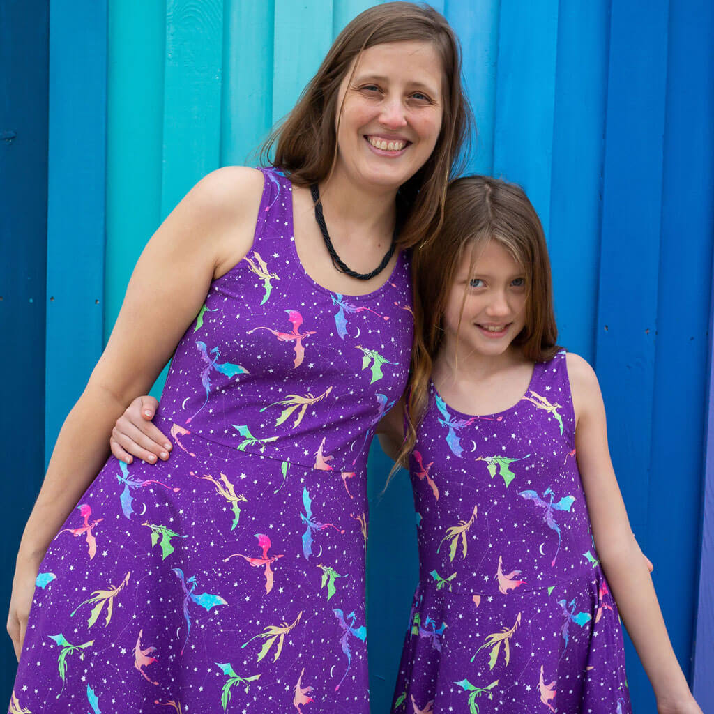 Adult "Star Fire" Stellar Dragons Sleeveless Dress with Pockets