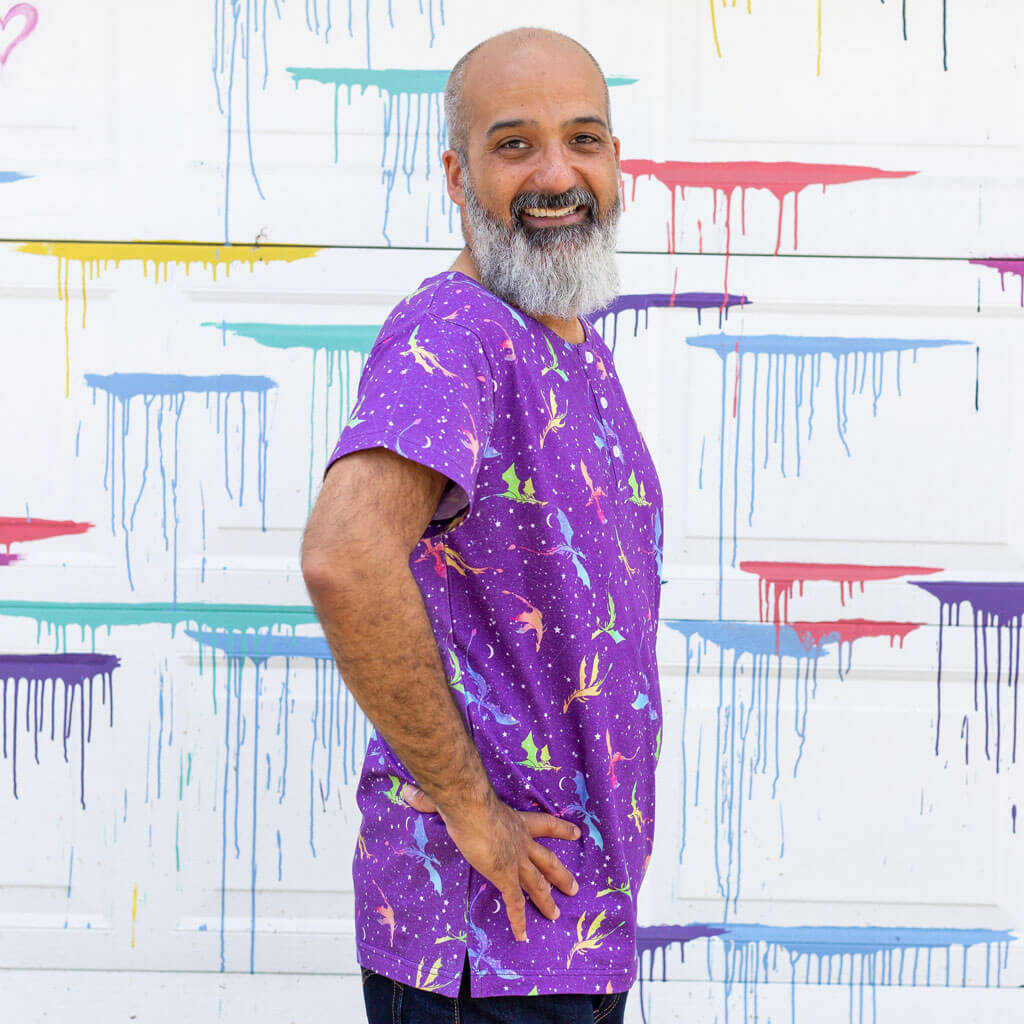 Adult "Star Fire" Stellar Dragons Henley Short Sleeve Tee