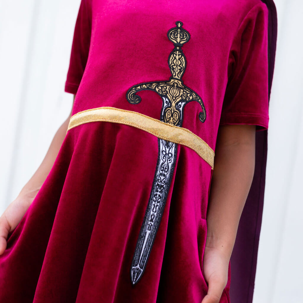 Sword and Cape Ballerina Style Short Sleeve Dress with Pockets