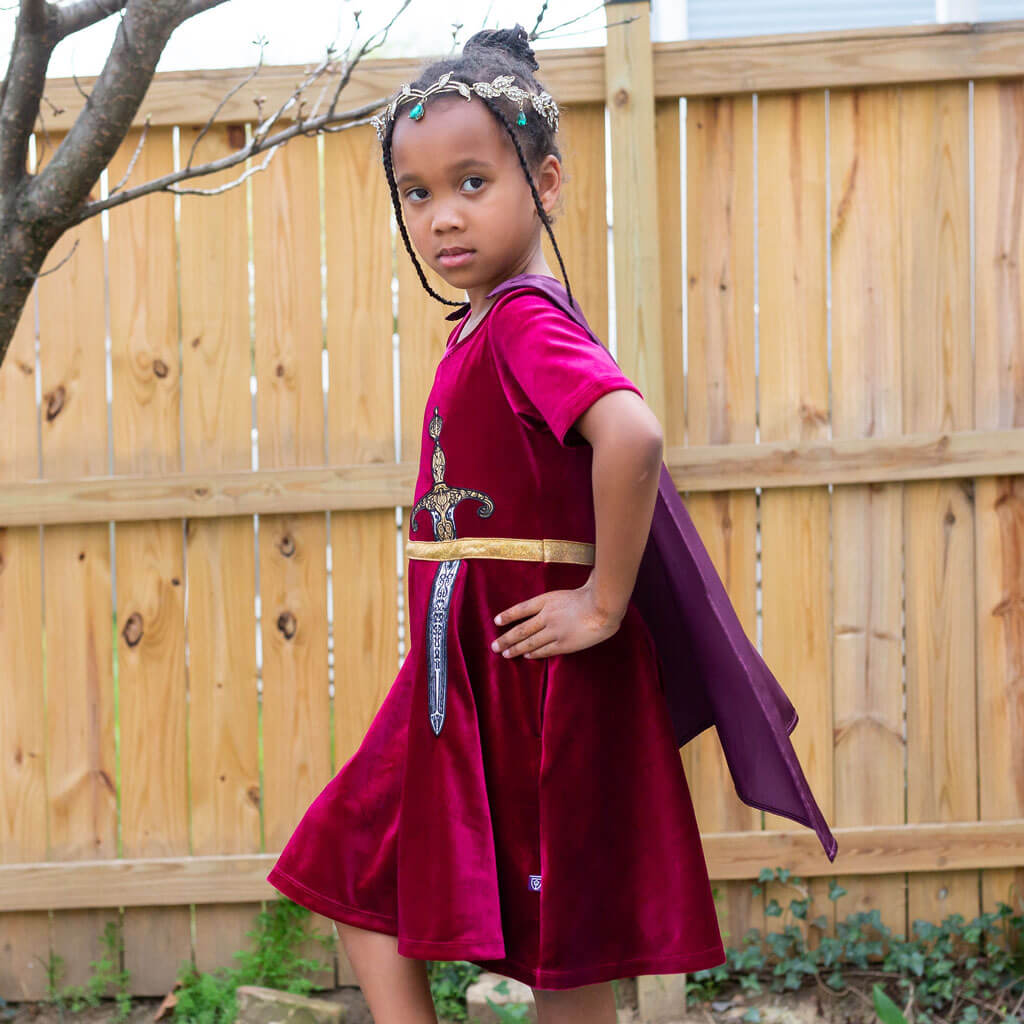 Sword and Cape Ballerina Style Short Sleeve Dress with Pockets