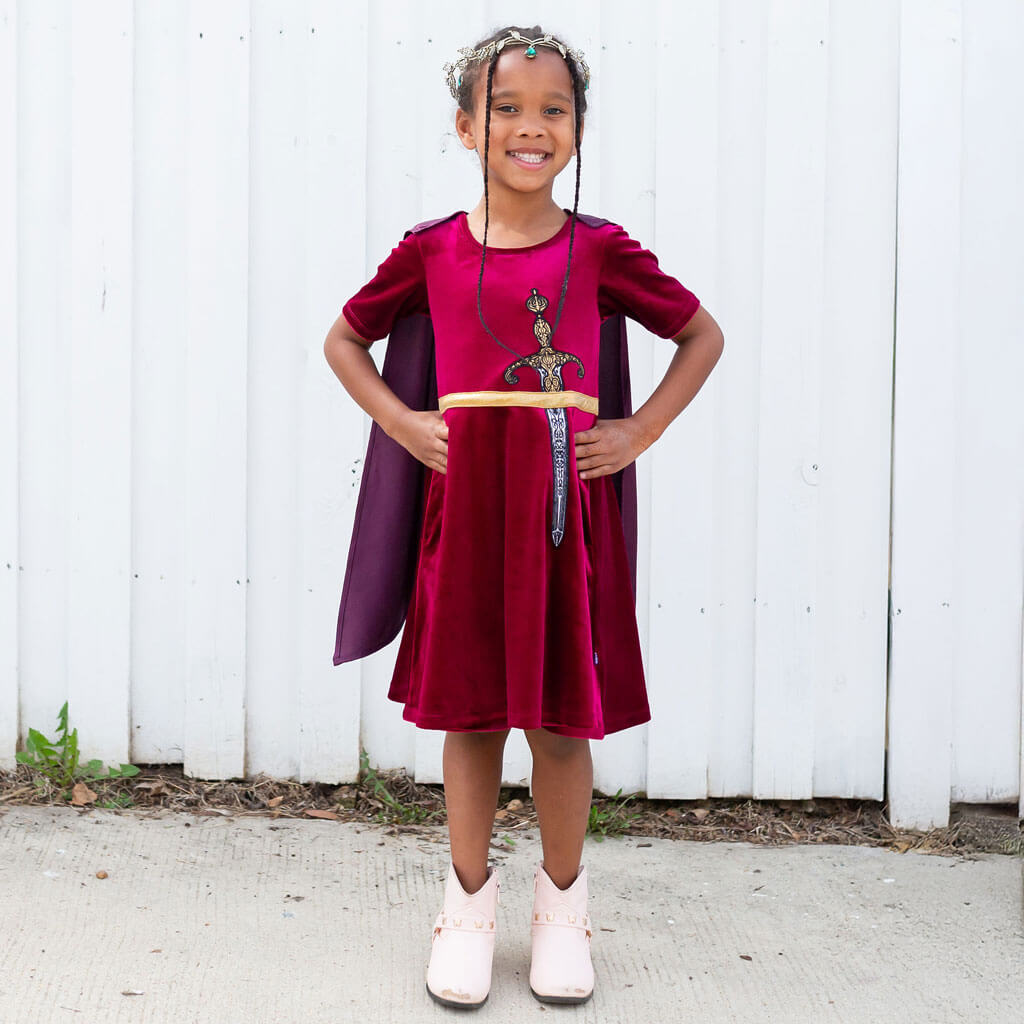 Sword and Cape Ballerina Style Short Sleeve Dress with Pockets