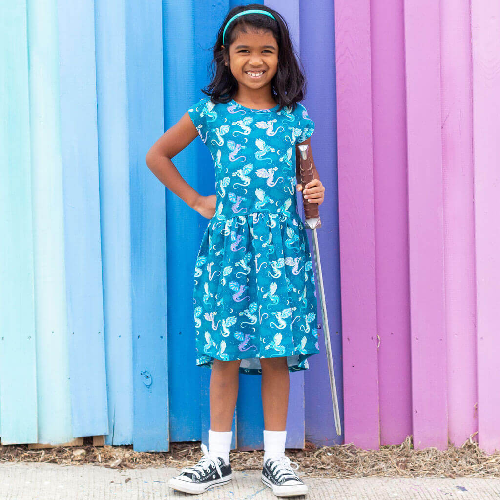 "Slay All Day" Dragons Cap Sleeve Dress with Pockets