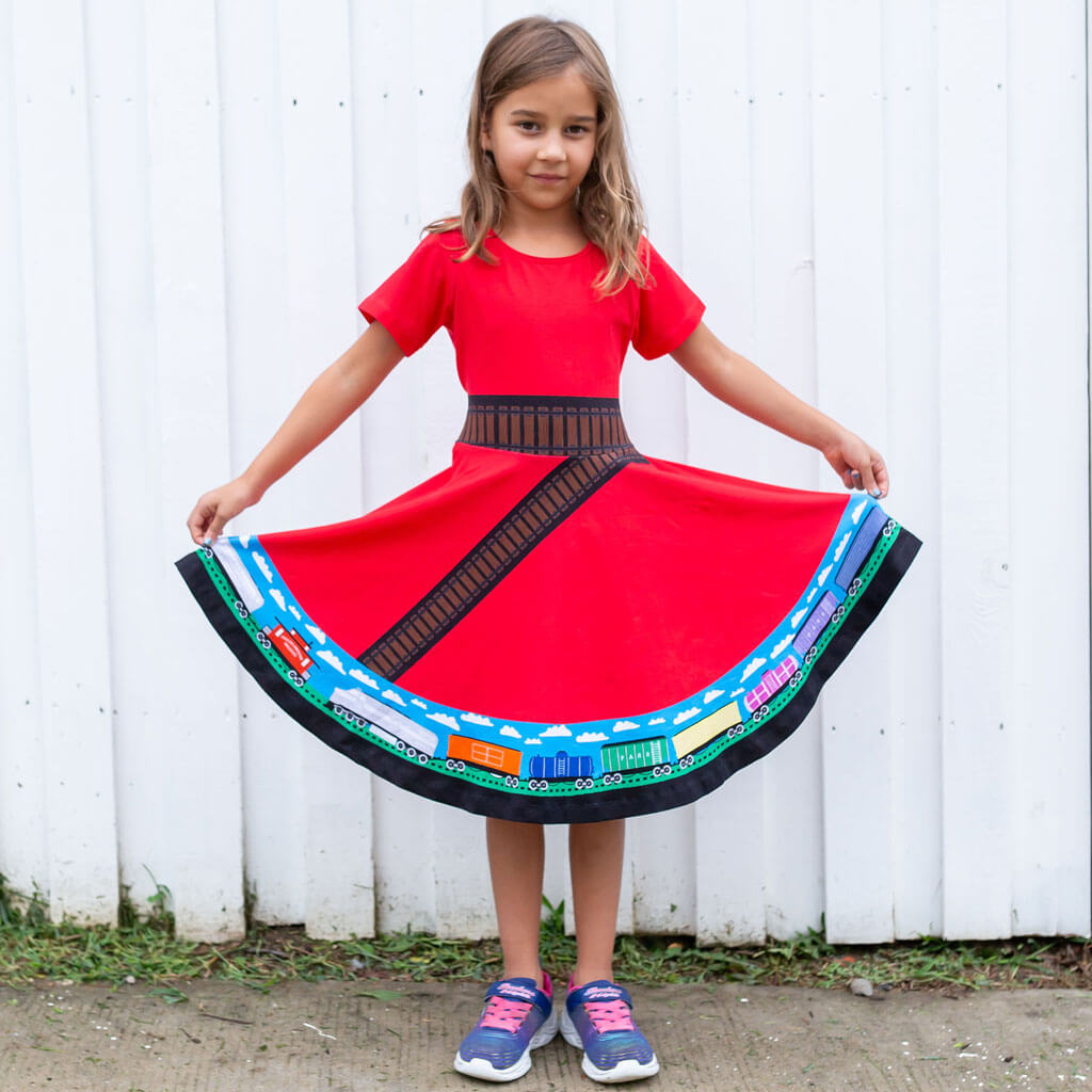Trains Busy Dress with Pockets 4T Trains Busy Dress with Pockets 4T