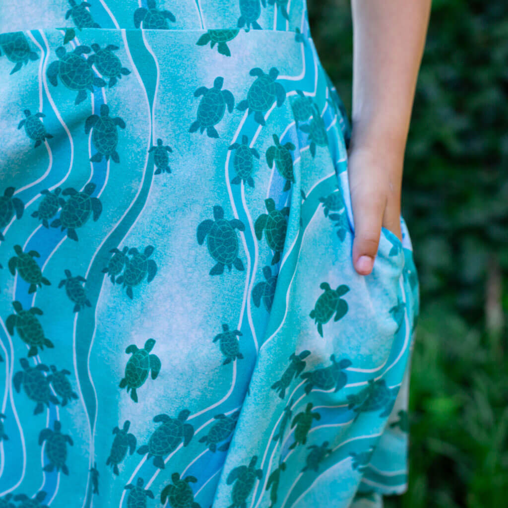 "Current Events" Sea Turtles Sleeveless Play Dress with Pockets