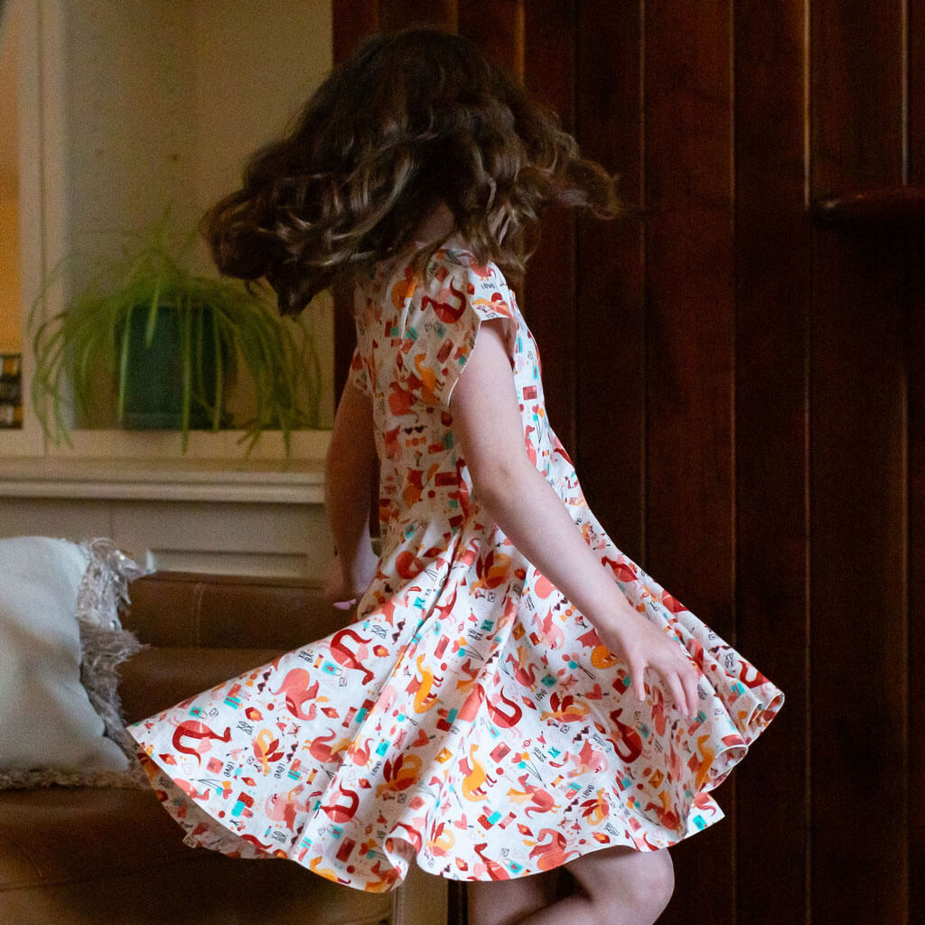 "Burning Love" Valentine Dragons Super Twirler Dress with Pockets