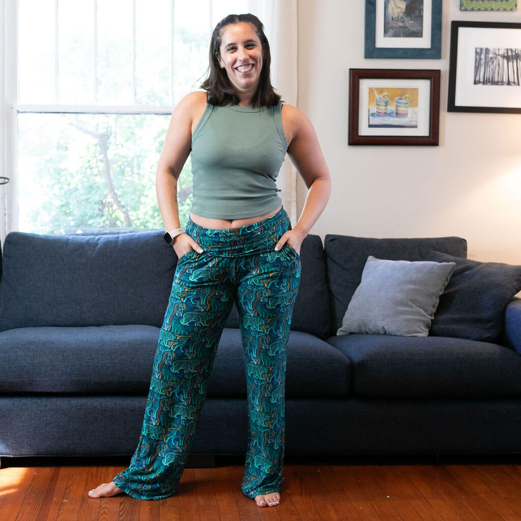Adult "Branching Out" Forest Animals Foldover Straight Leg Lounge Pants with Pockets
