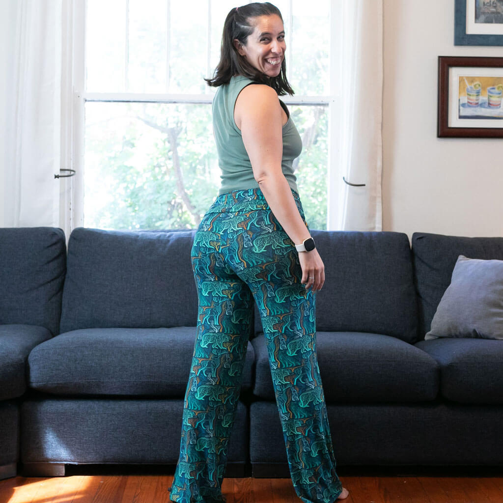 Adult "Branching Out" Forest Animals Foldover Straight Leg Lounge Pants with Pockets