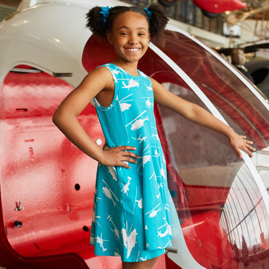 Helicopters Skater Play Dress with Pockets