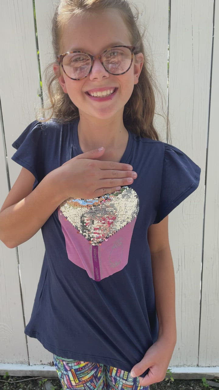 Flip Sequin Favorite Book Flutter Short Sleeve Shirt