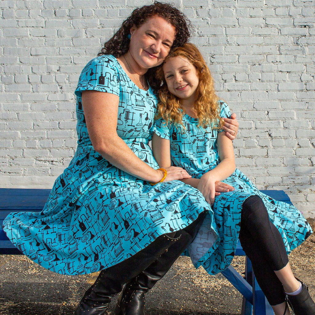 "Cause a Reaction" Chemistry Lab Short Sleeve Super Twirler Dress with Pockets - Adult