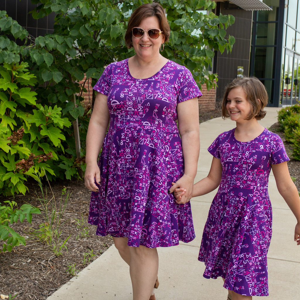 I Spy Pi” Math Short Sleeve Super Twirler Dress with Pockets