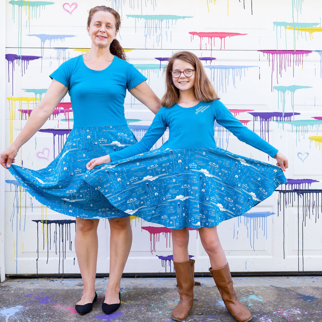 "Future Frontiers" Galactic Cities Super Twirler Dress with Pockets