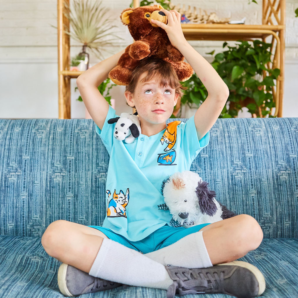 Curious Cats Short Sleeve Henley Shirt
