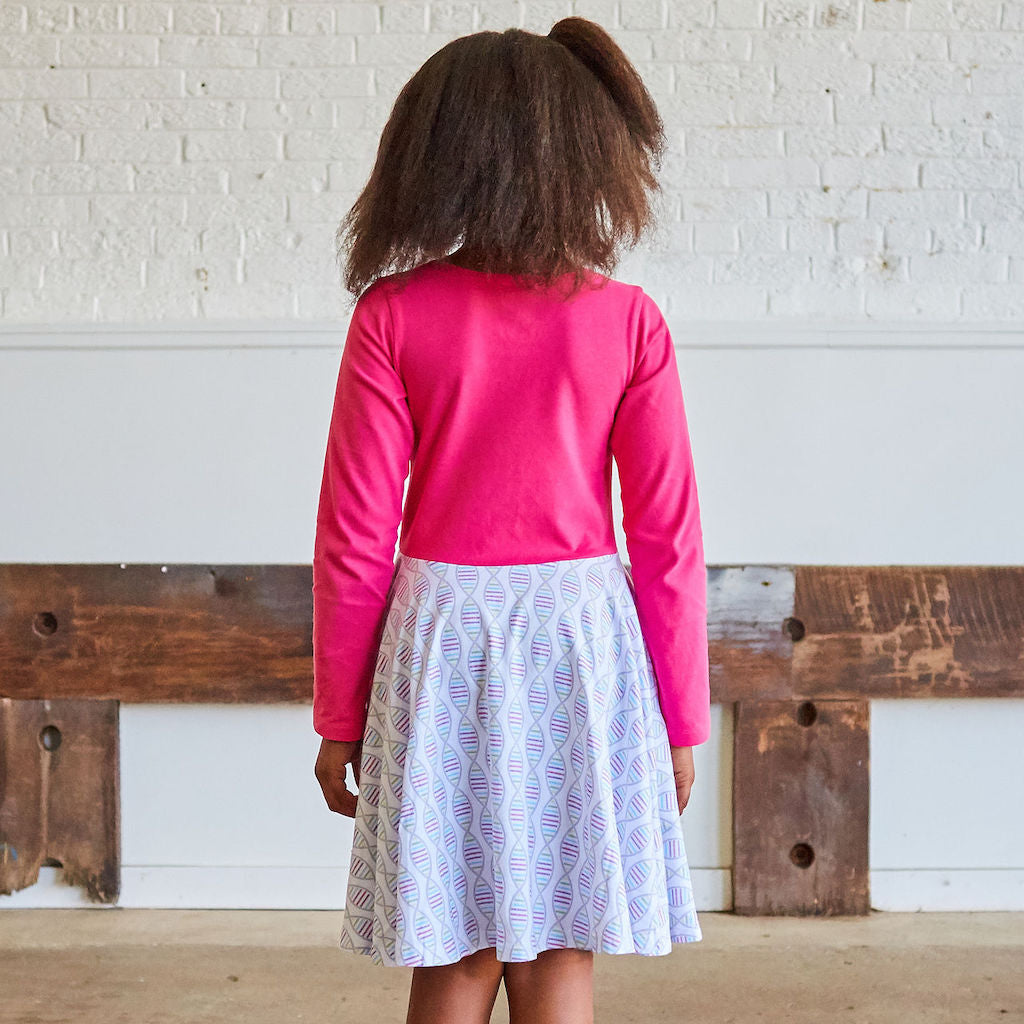 "Base Pair Beauty" DNA Long Sleeve Twirly Play Dress with Pockets