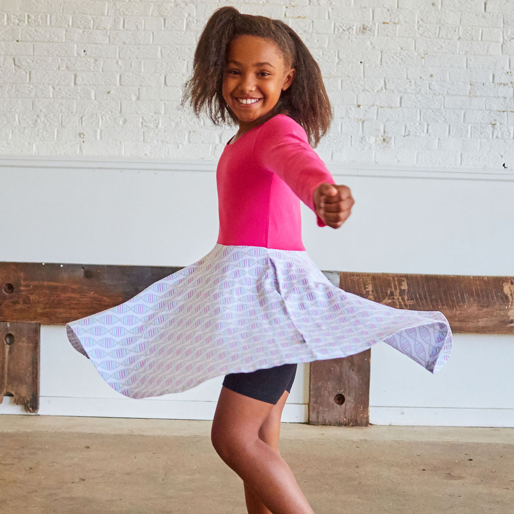 "Base Pair Beauty" DNA Long Sleeve Twirly Play Dress with Pockets