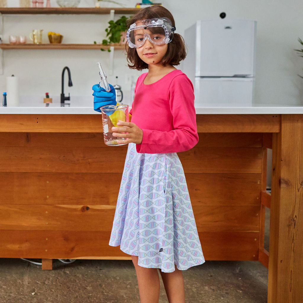 "Base Pair Beauty" DNA Long Sleeve Twirly Play Dress with Pockets
