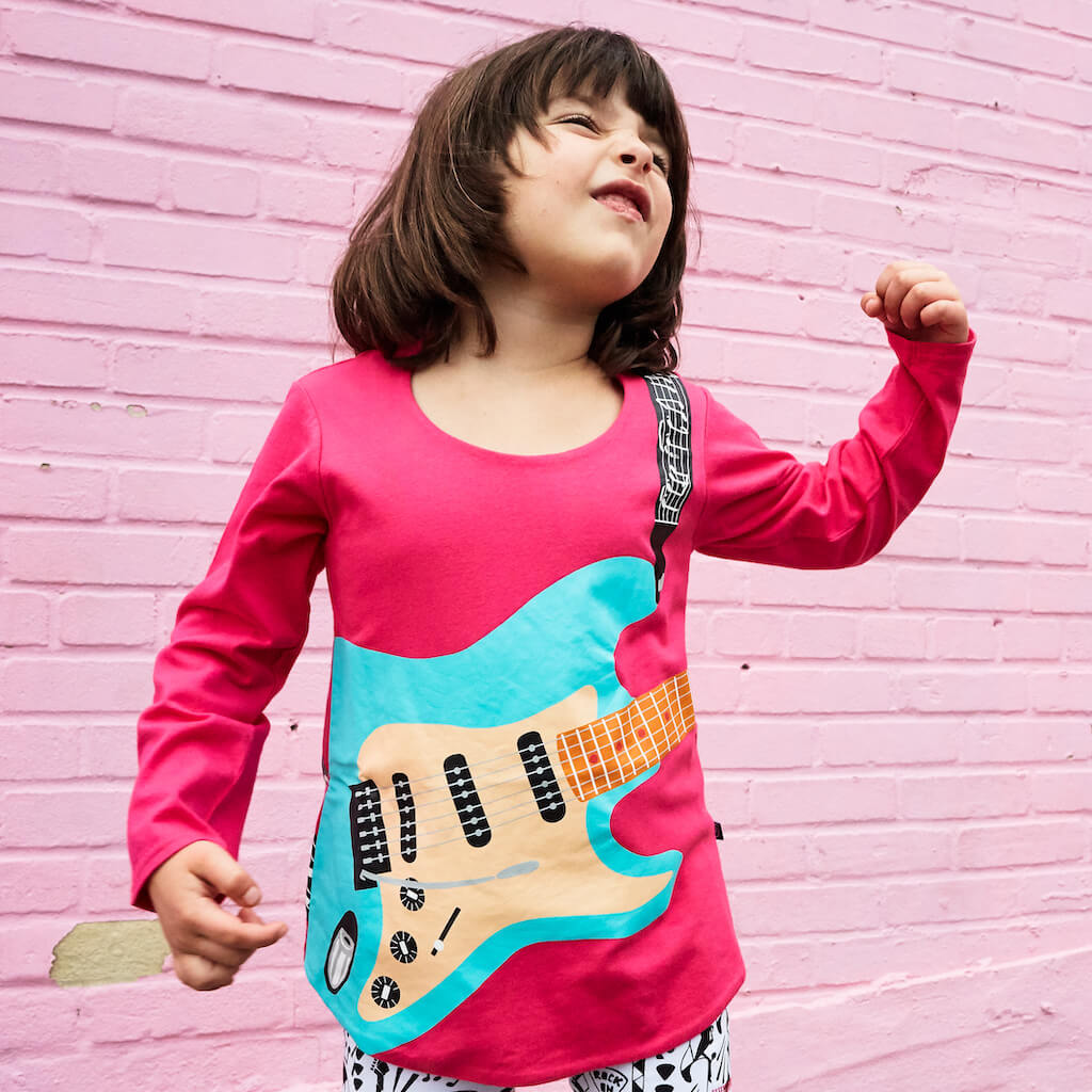 Electric Guitar Rocker Long Sleeve Tunic Shirt