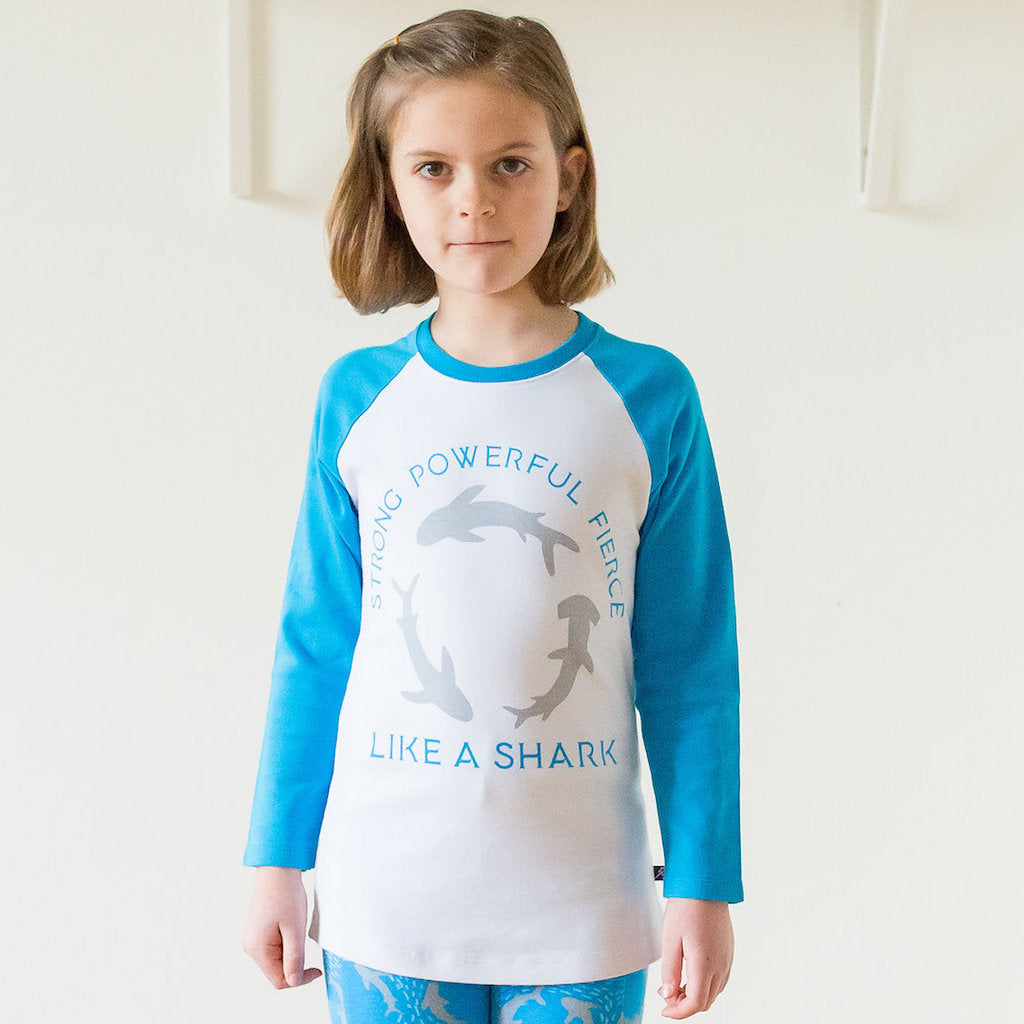 “Strong, Powerful, Fierce” Sharks Raglan Shirt