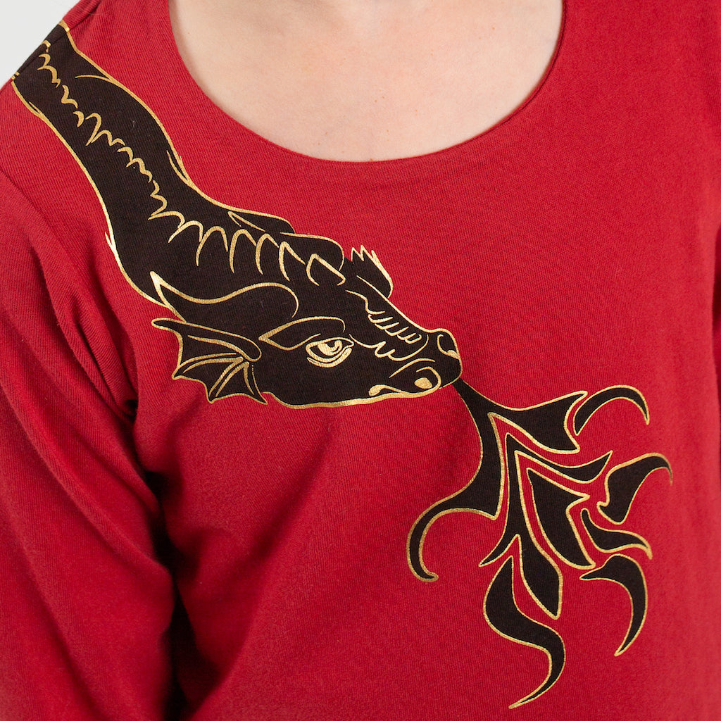 Fierce Shoulder Dragon Long Sleeve Tunic Shirt