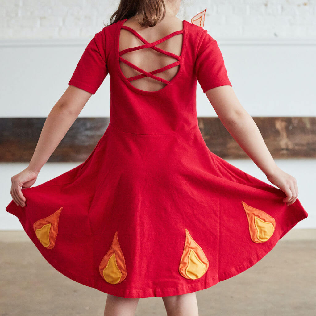 Fire Truck & Flames Ballerina Style Short Sleeve Dress with Pockets - Princess Awesome & Boy Wonder Fire Truck & Flames Ballerina Style Short Sleeve Dress with Pockets - Princess Awesome & Boy Wonder
