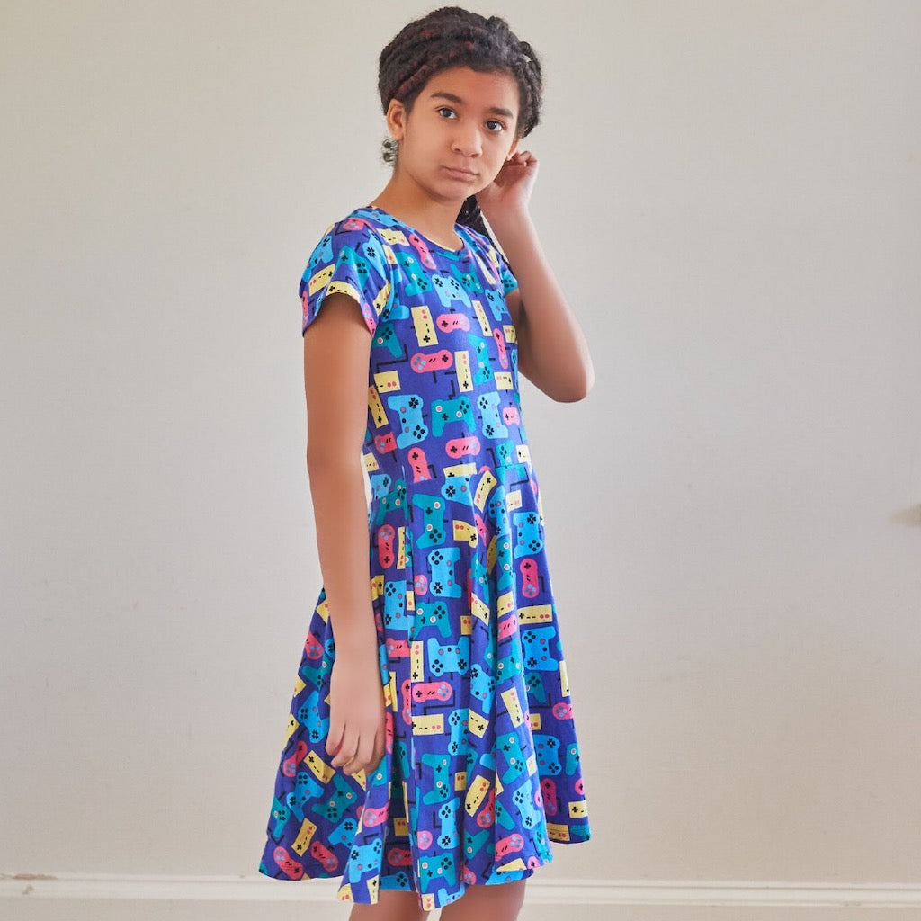"Control Chic" Video Games Short Sleeve Super Twirler Dress