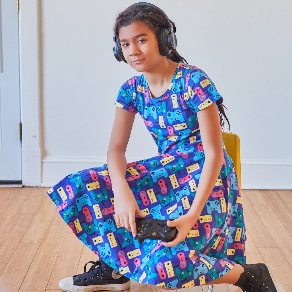 "Control Chic" Video Games Short Sleeve Super Twirler Dress