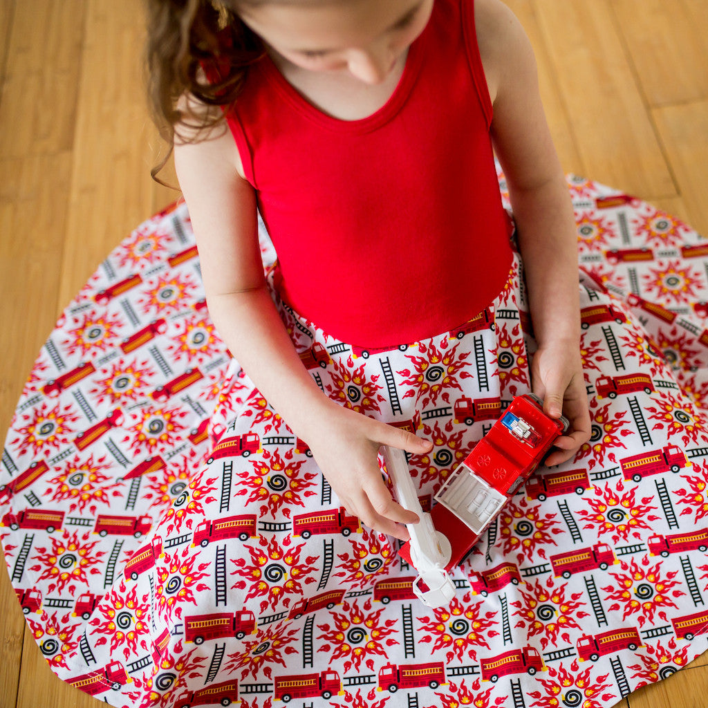 "Rescue Ready" Fire Engine Twirly Play Dress with Pockets