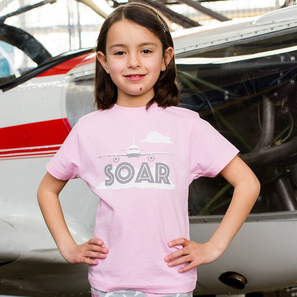 “SOAR” Pink Airplane Tee Shirt by Free to Be Kids