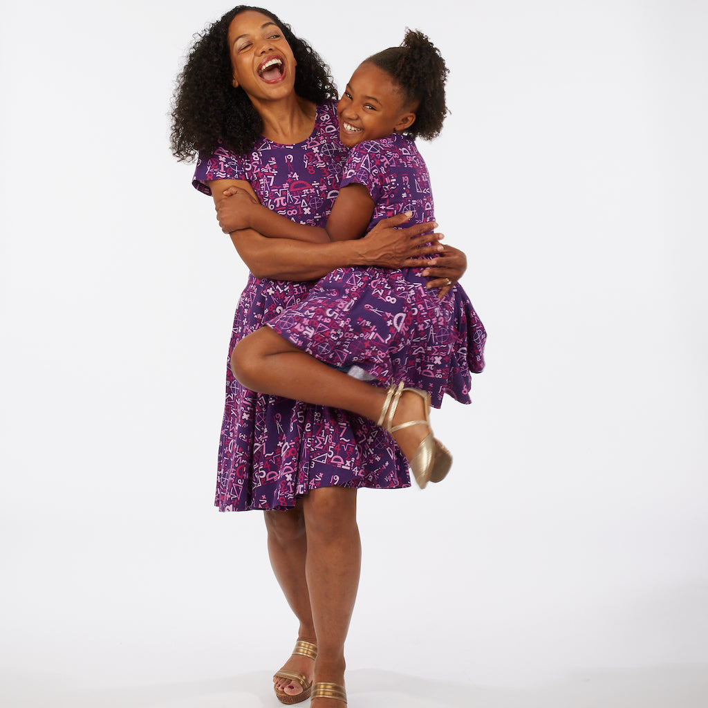 “I Spy Pi” Math Short Sleeve Super Twirler Dress with Pockets - Adult