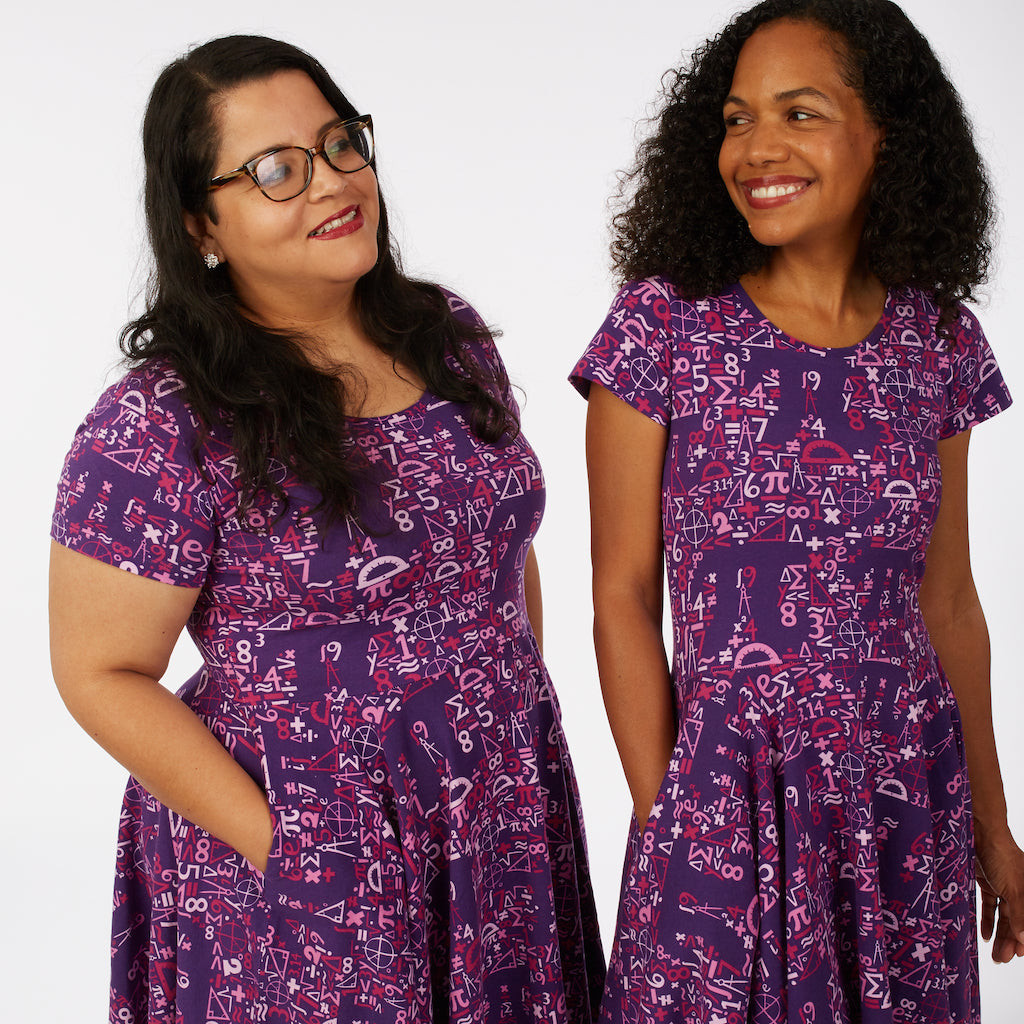 “I Spy Pi” Math Short Sleeve Super Twirler Dress with Pockets - Adult