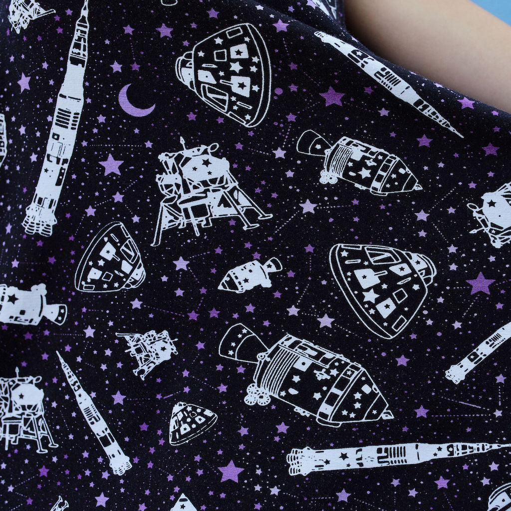 “One Small Step” Moon Landing Knee-Length Stretchy Sleeveless Play Dress with Pockets