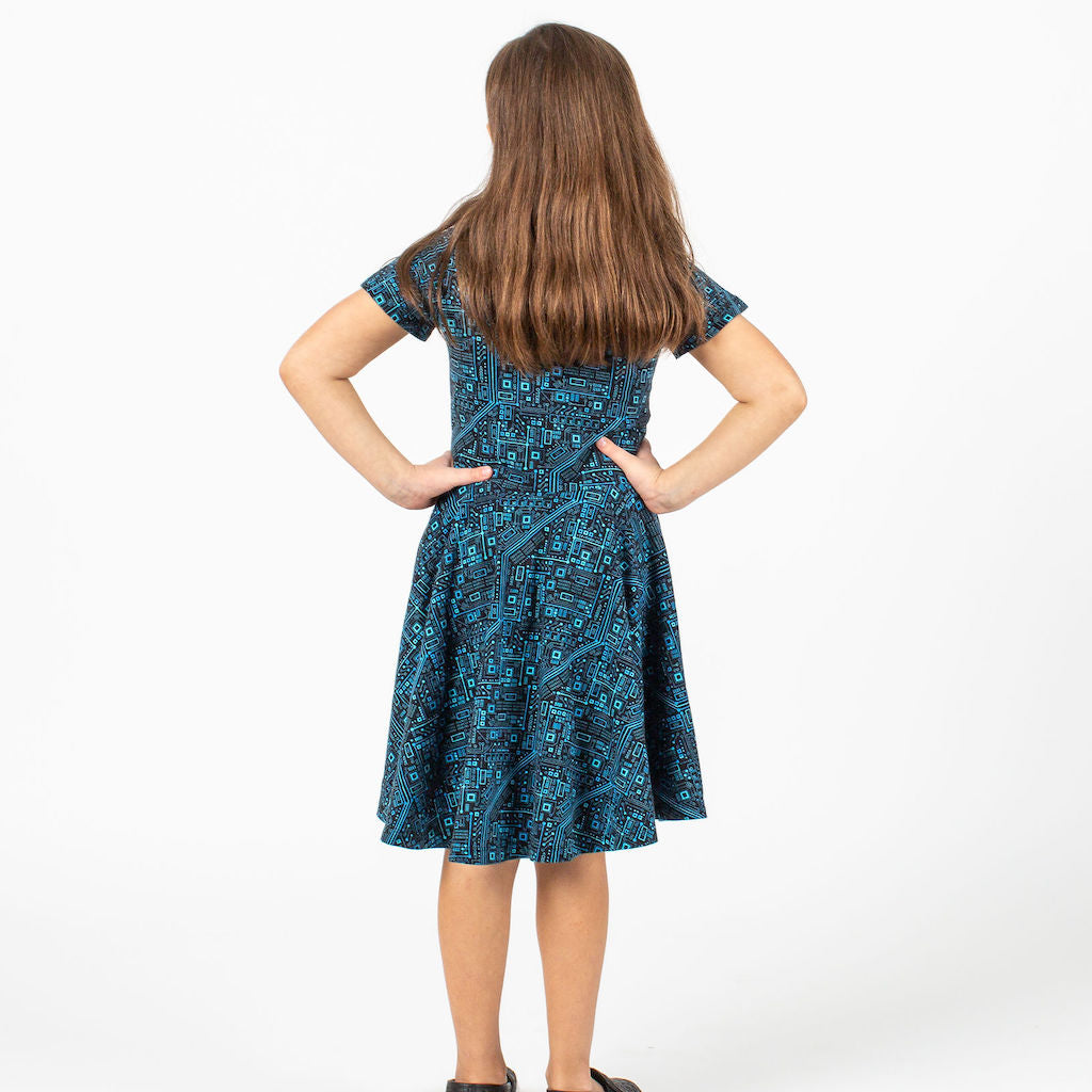 "Up to Code" Circuits Short Sleeve Super Twirler Dress