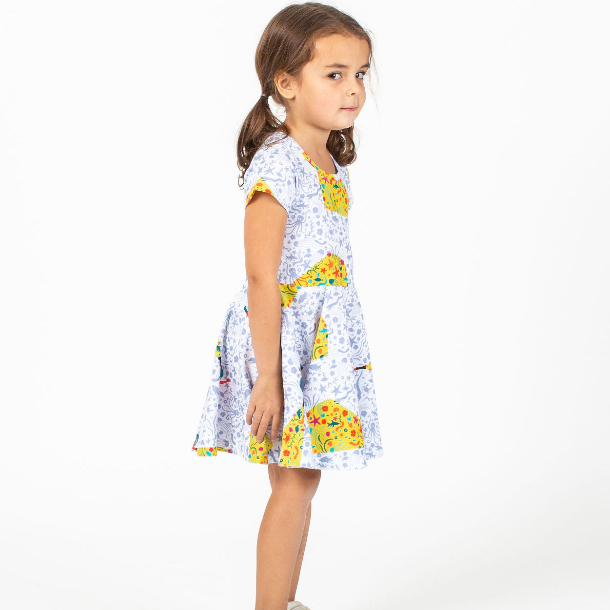 "Sea Her Shine" Ocean Explorer Short Sleeve Super Twirler Dress