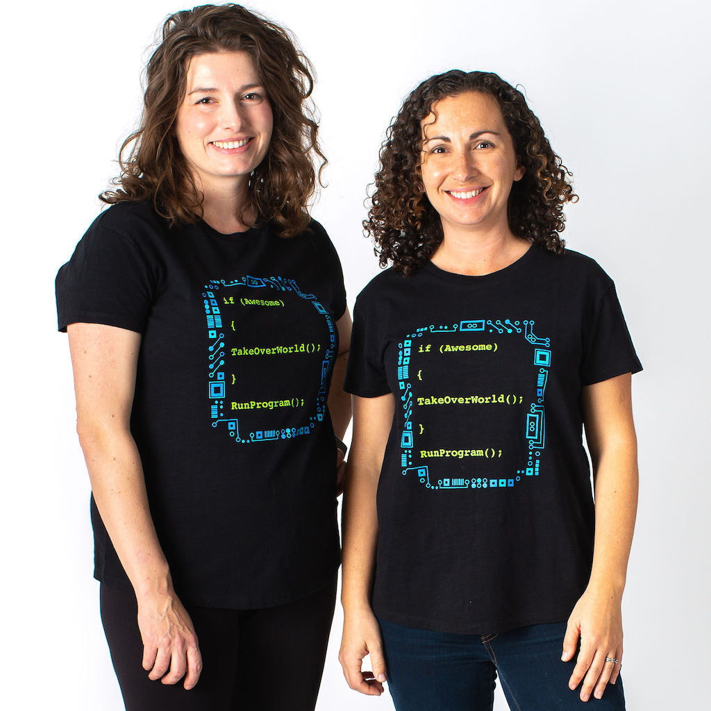 “If Awesome, Take Over World” Computer Programming Adult T-Shirt