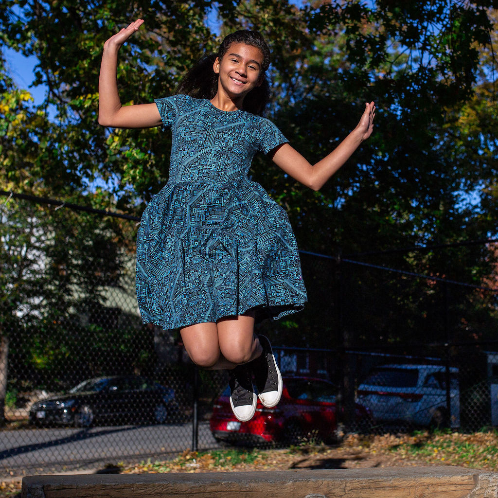 "Up to Code" Circuits Short Sleeve Super Twirler Dress