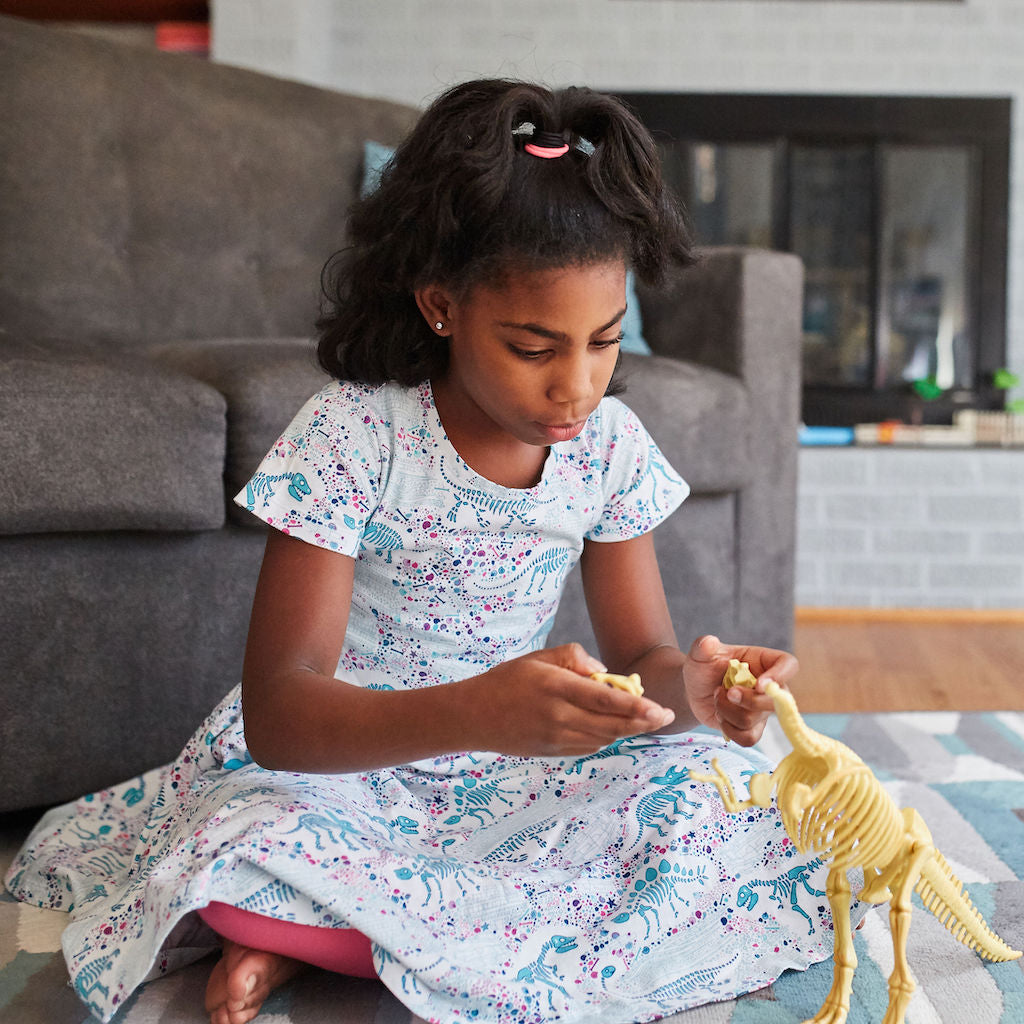 "Fossils Forever" Dinosaurs Short Sleeve Super Twirler Dress