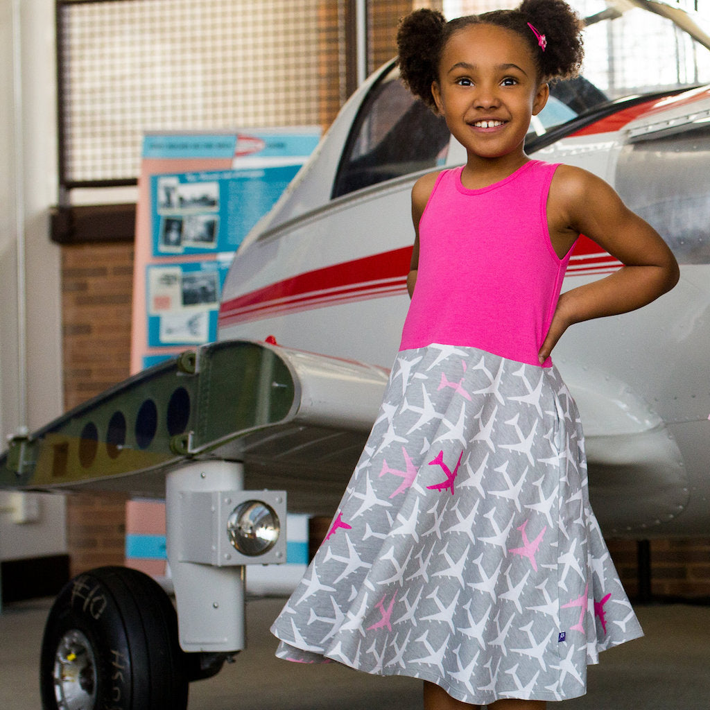 "AirHeart" Airplanes Twirly Play Dress with Pockets