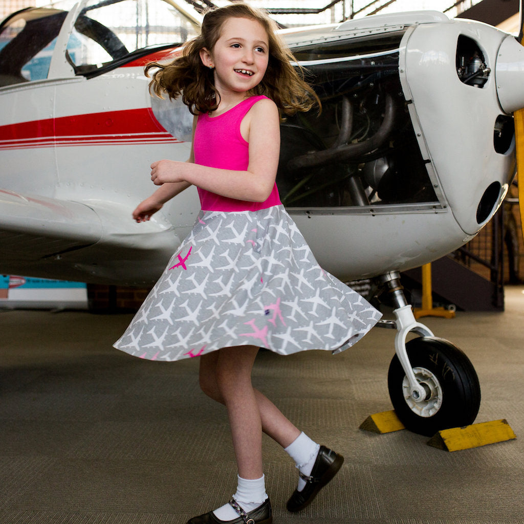 &quot;AirHeart&quot; Airplanes Twirly Play Dress with Pockets