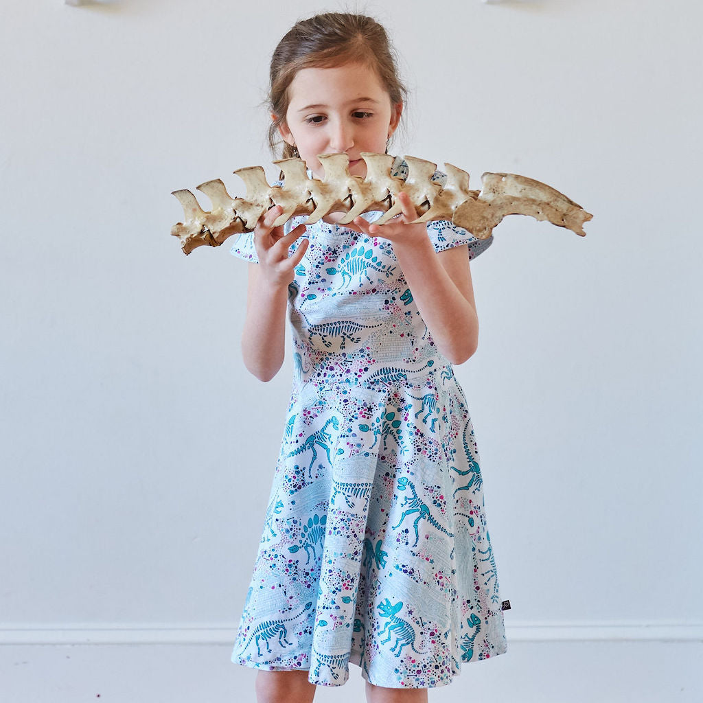 &quot;Fossils Forever&quot; Dinosaurs Short Sleeve Super Twirler Dress
