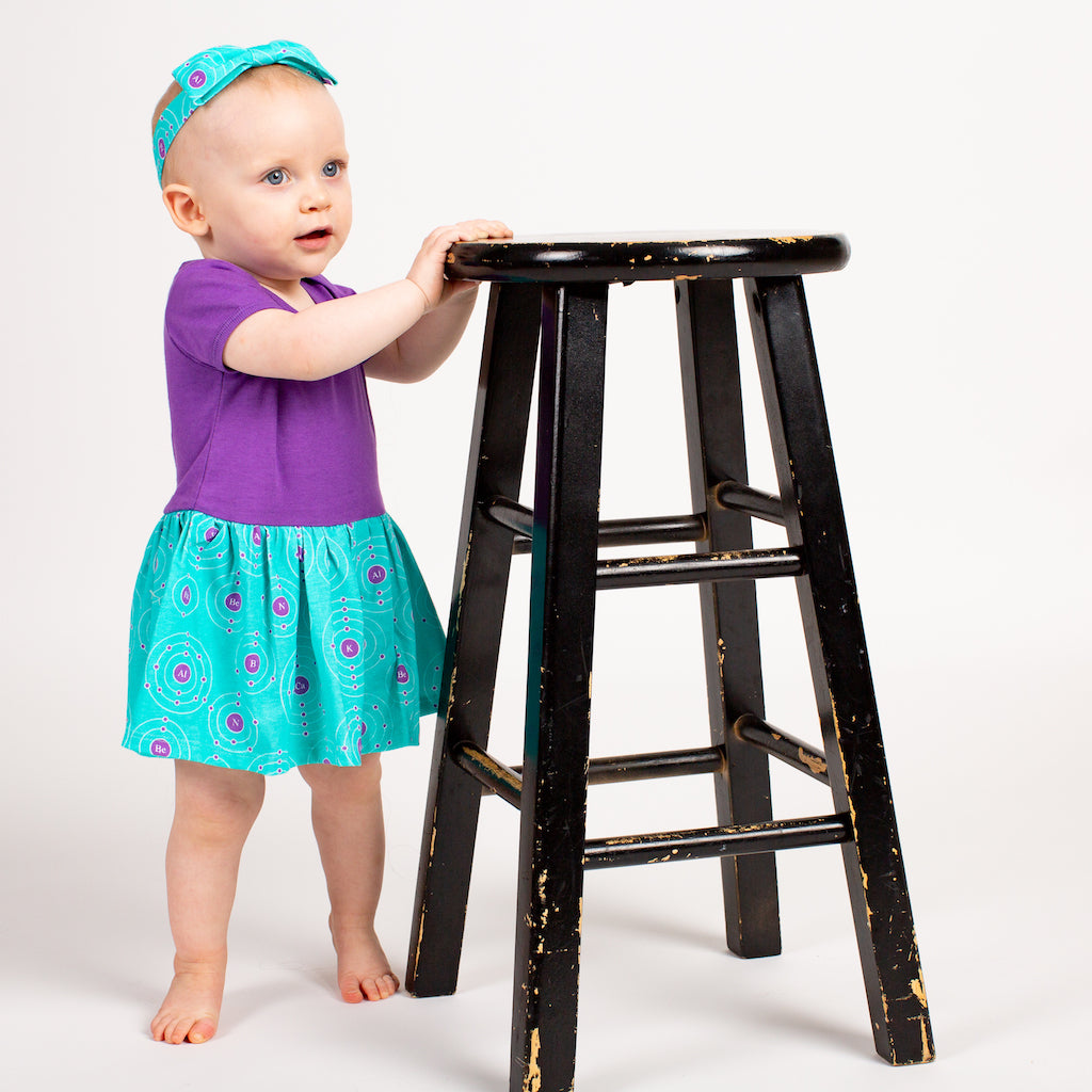 "Up and Atom" Chemistry Infant Snapsuit Dress