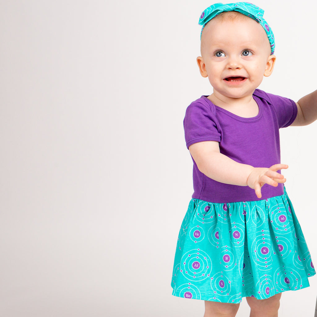 "Up and Atom" Chemistry Infant Snapsuit Dress