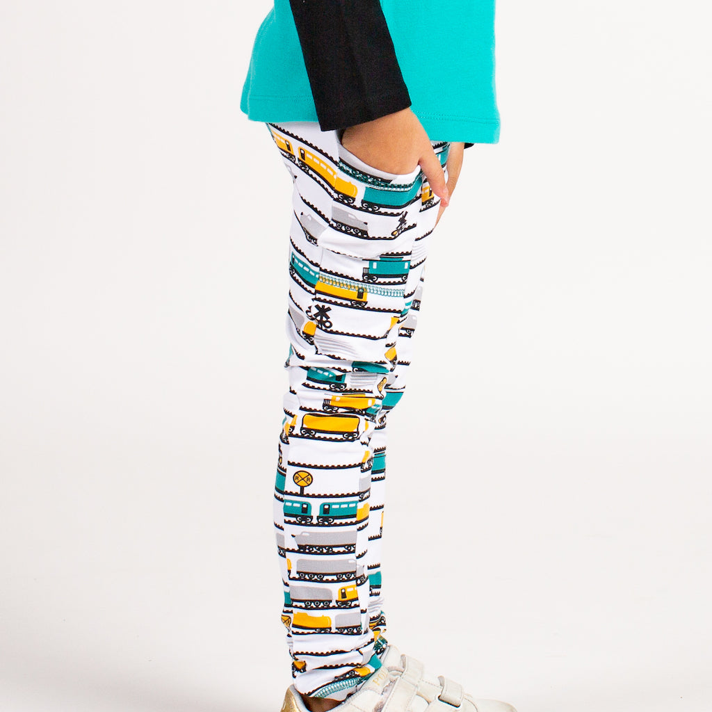 "ENGINEuity" Trains Leggings with Pockets