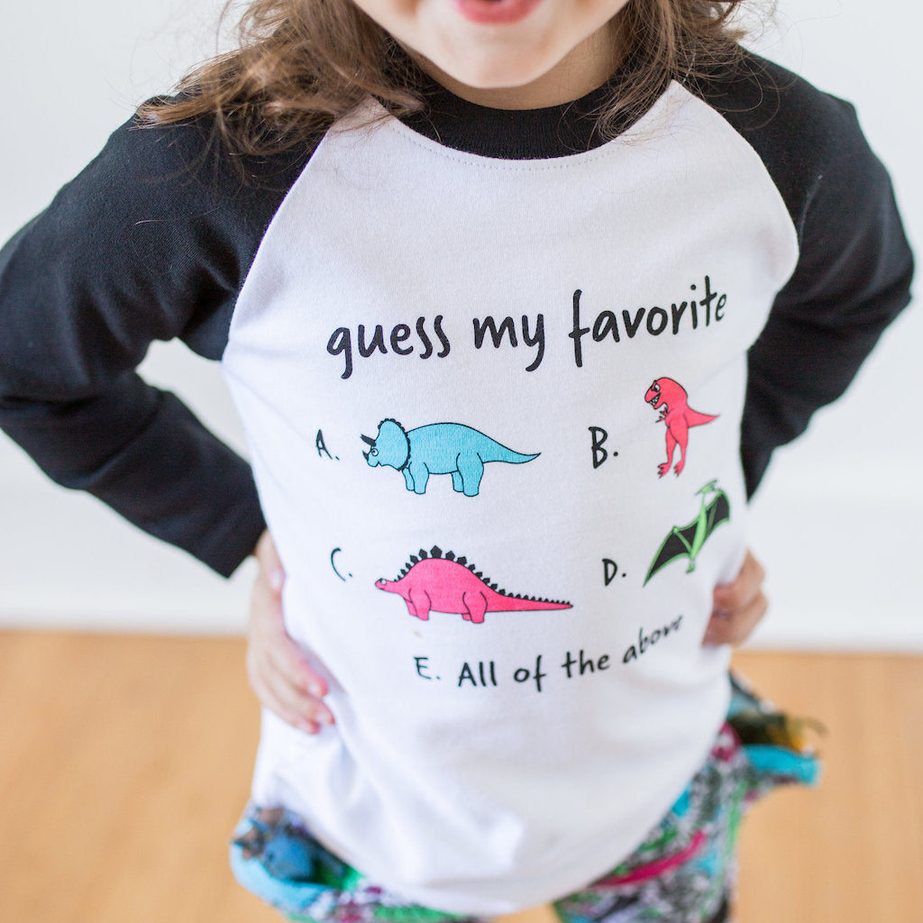 “Guess My Favorite” Dinosaurs Raglan Shirt