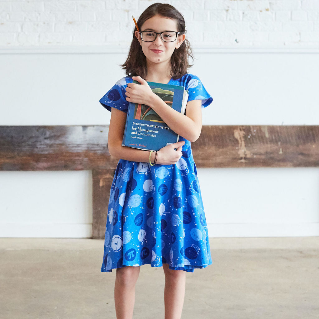&quot;Blueberry Pi&quot; Math Dots Short Sleeve Super Twirler Dress