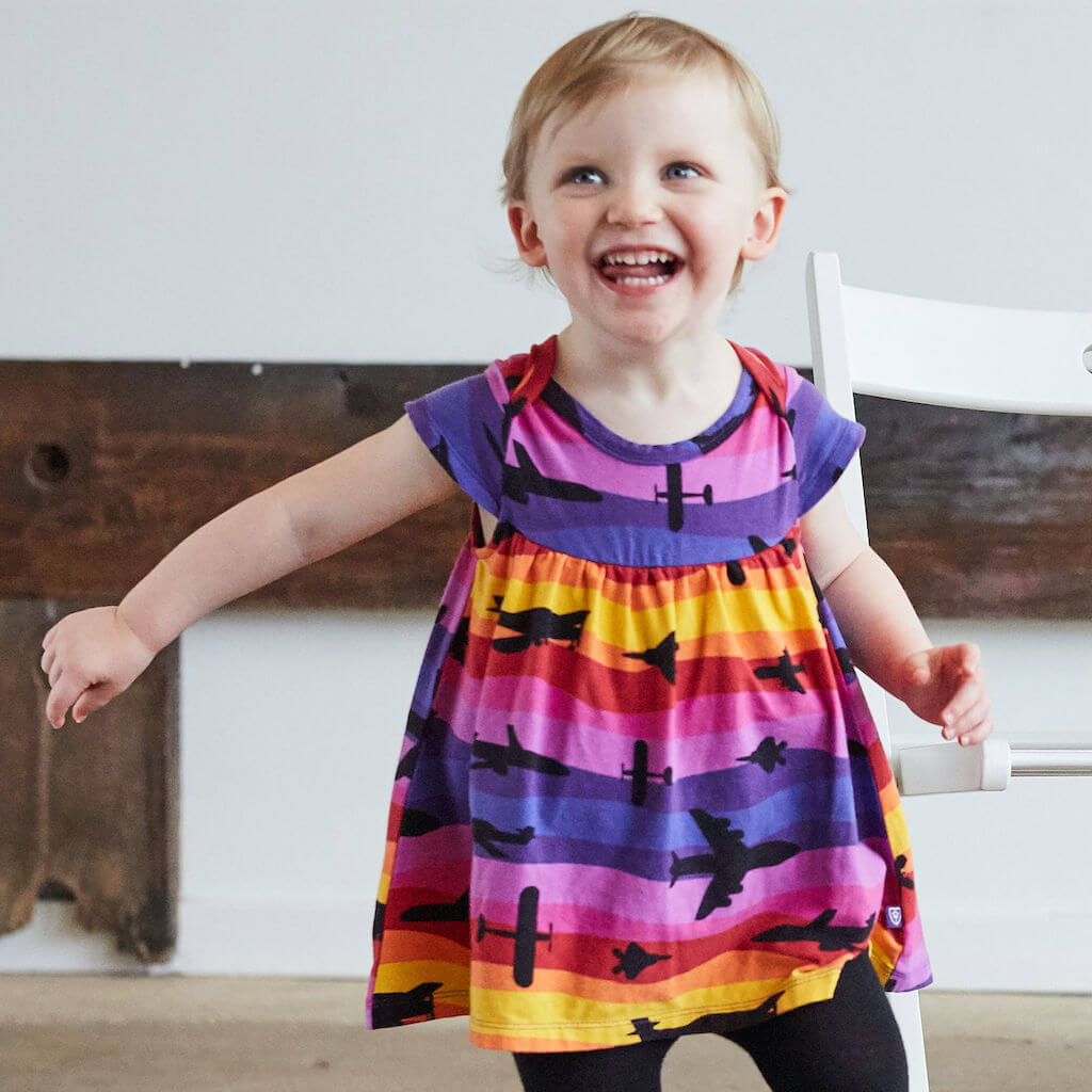 “Twilight Takeoff” Sunset Airplanes Infant Dress